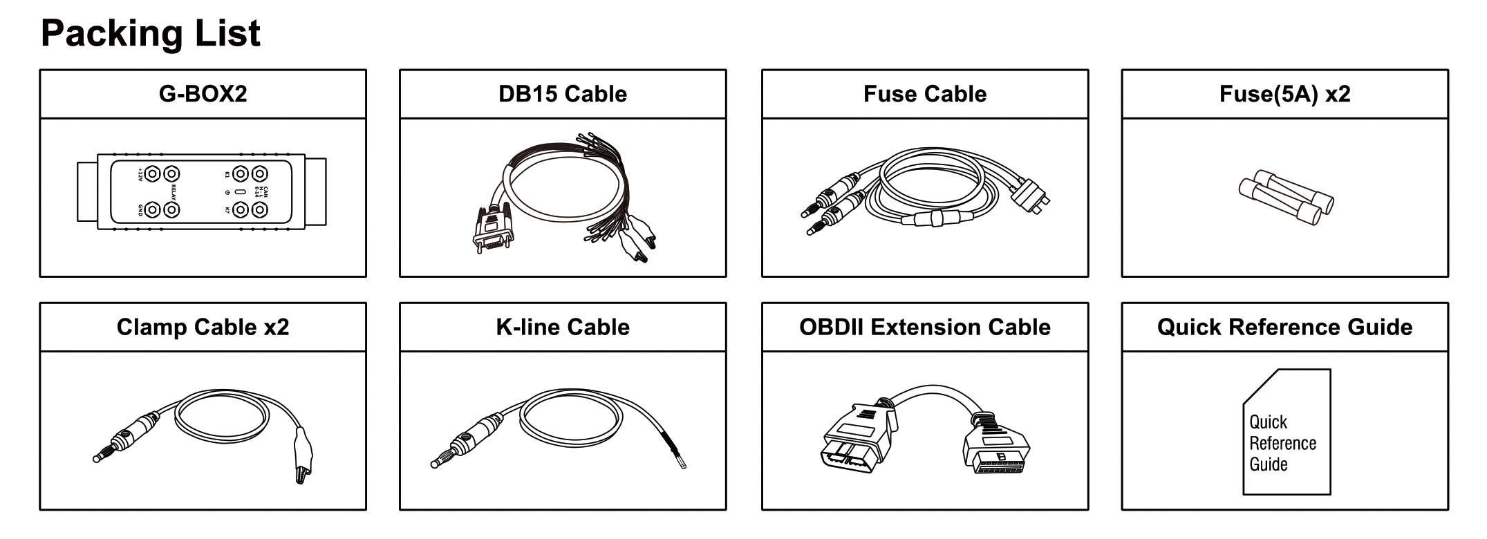 autel gbox2 key programming adapter package list